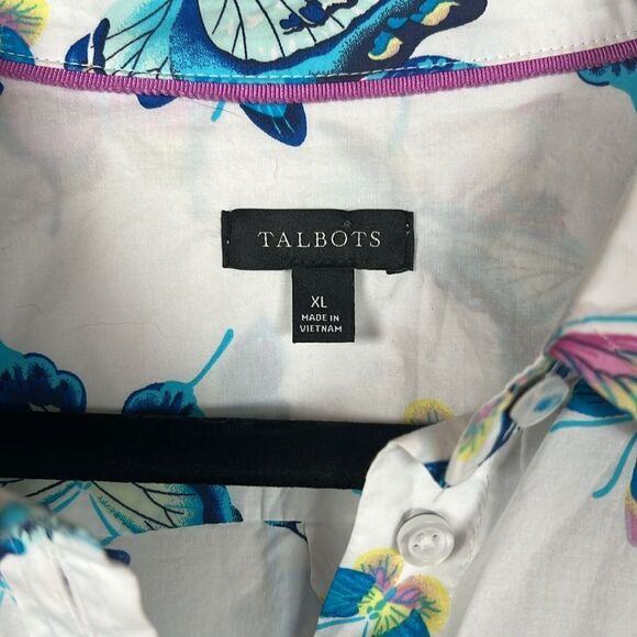 Talbots COTTON BUTTON FRONT SHIRT - EXQUISITE BUTTERFLY - Picture 3 of 6